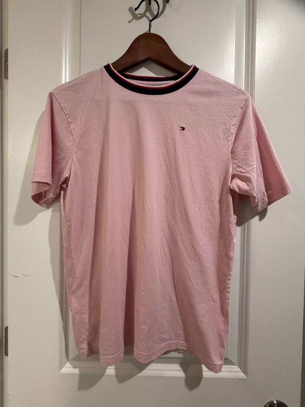 Tommy Hilfiger Boys XL (20) Pink Tee - Ribbed Crewneck